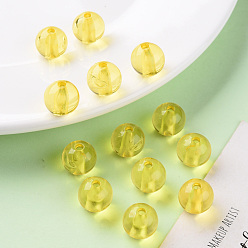 Yellow Transparent Acrylic Beads, Round, Yellow, 12x11mm, Hole: 2.5mm, about 566pcs/500g