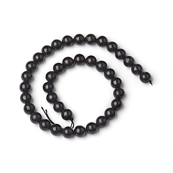 Shungite Brins de perles de shungite naturelle, ronde, 12mm, Trou: 1mm, Environ 32 pcs/chapelet, 15.55 pouce (39.5 cm)