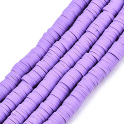 Medium Purple Handmade Polymer Clay Beads Strands, for DIY Jewelry Crafts Supplies, Heishi Beads, Disc/Flat Round, Medium Purple, 6x0.5~1mm, Hole: 1.8mm, about 290~320pcs/strand, 15.75 inch~16.14 inch(40~41cm)