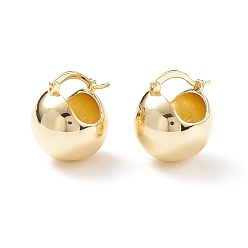 Real 18K Gold Plated Rack Plating Brass Round Ball Chunky Hoop Earrings for Women, Cadmium Free & Lead Free, Real 18K Gold Plated, 19.5x20mm, Pin: 1.1x0.6mm