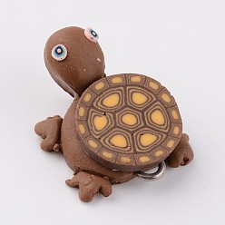 Mixed Color Handmade Polymer Clay Pendants, Tortoises, Mixed Color, 19x26mm, Hole: 2mm