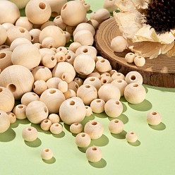 Mocassin 1000 pcs 7 taille perles de bois naturel non fini, perles d'espacement en bois rondes en vrac pour la fabrication artisanale, perles de macramé, mocassin, 6 mm / 8 mm / 10 mm / 12 mm / 14 mm / 16 mm / 20 mm