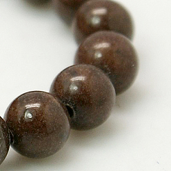 Coconut Brown Natural Mashan Jade Round Beads Strands, Dyed, Coconut Brown, 6mm, Hole: 1mm, about 69pcs/strand, 15.7 inch