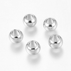 Platine Environnement laiton européen perles, perles de trous de lager, plaqué longue durée, rondelle, platine, 8x5.5mm, Trou: 4.5mm