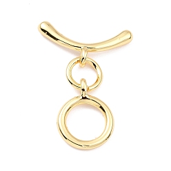Real 18K Gold Plated Rack Plating Brass Toggle Clasps, Long-Lasting Plated, Ring, Real 18K Gold Plated, Ring: 14x10.5x1.5mm, Hole: 1.6mm, Bar: 18x9x2mm, Hole: 1.6mm