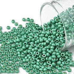 (PF561F) PermaFinish Teal Aqua Metallic Matte TOHO Round Seed Beads, Japanese Seed Beads, (PF561F) PermaFinish Teal Aqua Metallic Matte, 11/0, 2.2mm, Hole: 0.8mm, about 1110pcs/bottle, 10g/bottle