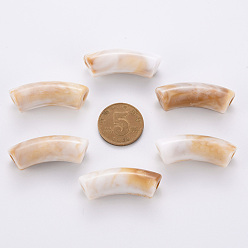 Floral White Acrylic Beads, Imitation Gemstone, Curved Tube, Floral White, 36x13.5x11.5mm, Hole: 4mm, about 148pcs/500g