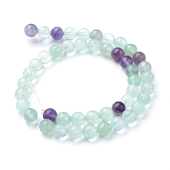 Colorful Natural Fluorite Beads Strands, Round, Colorful, 8~8.5mm, Hole: 1mm, about 47pcs/strand, 15.5 inch