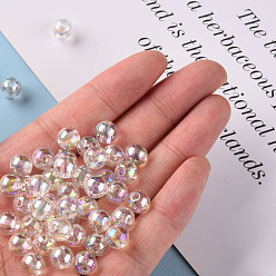 Clear Transparent Acrylic Beads, AB Color Plated, Round, Clear, 8x7mm, Hole: 2mm, about 1745pcs/500g