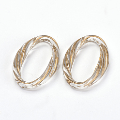 Clear Plating Acrylic Linking Rings, Metal Enlaced, Oval, Clear, 31x21x5mm, about 435pcs/500g