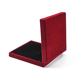 Brique Rouge Boîtes de collier de velours, boîtes à bijoux, avec du plastique, rectangle, firebrick, 158x154x33mm