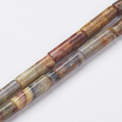 Crazy Agate Natural Crazy Agate Bead Strands, Tube, 13~14x3.5~5mm, Hole: 1mm, about 29pcs/strand, 15.1~15.7 inch(385~400mm)