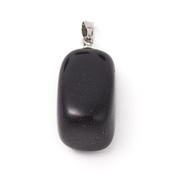 Black Agate Natural Black Agate Pendants, with Platinum Tone Brass Findings, Nuggets, 23~30x13~22x12~20mm, Hole: 5x3mm