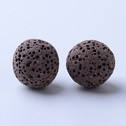 Brun Perles de pierre de lave naturelle non cirées, pour perles d'huile essentielle de parfum, perles d'aromathérapie, teint, ronde, sans trou, brun, 8~9mm