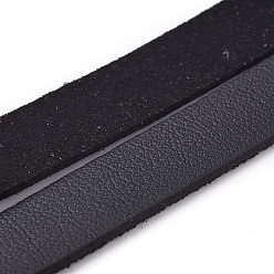 Black Single-sided Flat Faux Suede Cord, Faux Suede Lace, Black, 10x1.5mm, about 1.09 yards(1m)/strand