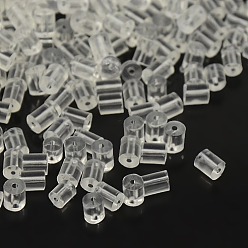 Clear Plastic Full-covered Ear Nuts, Earring Backs, Tube, Clear, 2.5~2.6x3mm, Hole: 0.3mm, about 50000Pcs/bag