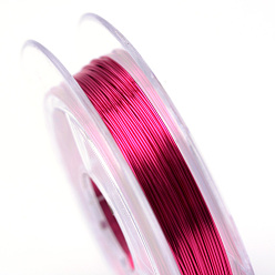 Темно-Розовый Круглая медная проволока для ювелирных изделий, темно-розовыми, 0.3 мм, около 32.8 футов (10 м) / рулон, 10 рулонов / группы