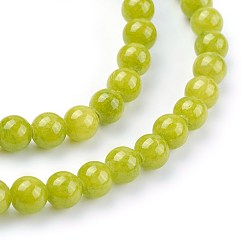 Mixed Color Natural Yellow Jade Beads Strands, Dyed, Round, Mixed Color, 6mm, Hole: 1mm, about 70pcs/strand, 15.75 inch