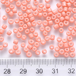 Light Salmon 6/0 Baking Paint Glass Round Seed Beads, Light Salmon, 4~5x3~4mm, Hole: 1~2mm, about 4500pcs/pound