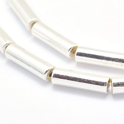 Silver Plated Electroplate Non-magnetic Synthetic Hematite Beads Strands, Grade AA, Long-Lasting Plated, Column, Silver Plated, 13x4mm, Hole: 1mm, about 30pcs/strand, 15.7 inch(40cm)