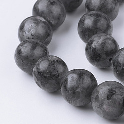 Larvikite Натуральные черные бусины из ларвикита, круглые, 12~12.5 мм, отверстие : 1.5 мм, около 31~32 шт / нитка, 14.9 дюйм (38 см)