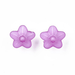 Purple Transparent Acrylic Beads, Flower, Frosted, Purple, 12x7mm, Hole: 1mm, about 4600pcs/500g