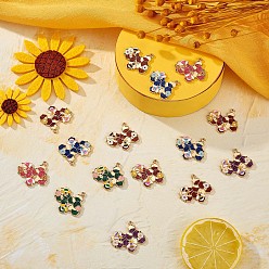 Золотой 18 шт 6 цвета сплава эмалевые подвески, Пчелы, для ювелирных изделий ожерелье браслет серьги изготовление ремесел, золотые, 26x26 мм, отверстие : 2 мм, 3 шт / цвет