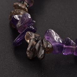 Amethyst Chips Gemstone Beaded Stretch Bracelets, Amethyst, 50mm