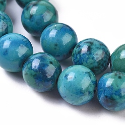 Green Gemstone Beads Strands, Synthetic Chrysocolla, Dyed & Heated, Round, Green, 10~20mm, Hole: 1~2mm