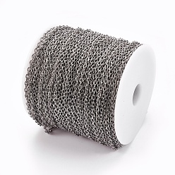 Gunmetal Iron Textured Cable Chains, Unwelded, with Spool, Gunmetal, 5.8x3.4x0.9mm, about 328.08 Feet(100m)/roll