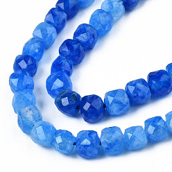 Bleu Royal Perles naturelles de quartz brins, teint, facette, cube, bleu royal, 5.5x6x6mm, Trou: 1mm, Environ 61~62 pcs/chapelet, 12.99 pouces~13.19 pouces (33cm~33.5cm)