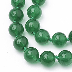 Malaysia Jade Natural Malaysia Jade Beaded Necklaces, with Alloy Lobster Clasps, Round, 18.8 inch~19.2  inch(48~49cm), round: 10mm