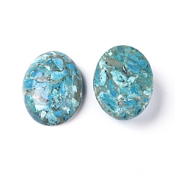 Turquoise Synthétique Cabochons synthétiques turquoise et larimar assemblés, ovale, teint, 25x18x7~8mm