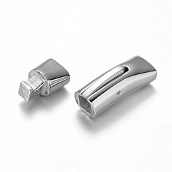 Stainless Steel Color Smooth Surface 304 Stainless Steel Rectangle Magnetic Clasps, Stainless Steel Color, 29.5x8.5x9mm, Hole: 3x7mm