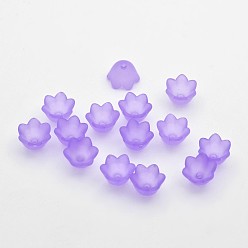 Medium Purple Transparent Acrylic Beads, Frosted Style, Tulip Flower Bead Caps, Lily of the Valley Medium Purple, 10x9x6.5mm, Hole: 1.5mm, about 2200pcs/500g