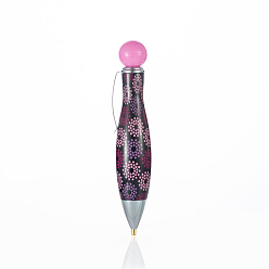 Pearl Pink Plastic Diamond Painting Point Drill Pen, with Clip, Diamond Painting Tools, Polka Dot Pattern, Pearl Pink, 100x20mm