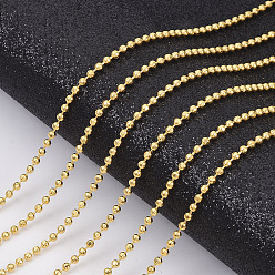 Golden Brass Ball Chains, Faceted, Long-Lasting Plated, Soldered, with Spool, Cadmium Free & Nickel Free & Lead Free, Golden, 2mm, about 301.83 Feet(92m)/roll