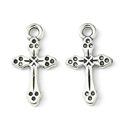 Antique Silver Alloy Pendants, Lead Free and Cadmium Free, Cross, Antique Silver, about 19mm long, 10.5mm wide, 2mm thick, hole: 2mm