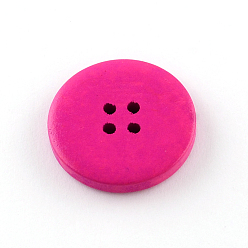 Mixed Color 4-Hole Dyed Wood Buttons, Flat Round, Mixed Color, 20x4mm, Hole: 2mm, about 648pcs/500g