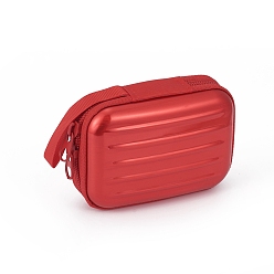 Red Tinplate Zipper Bag, Portable Coin Purse, for Business Card, Draw-bar box Shape, Red, 70x100mm