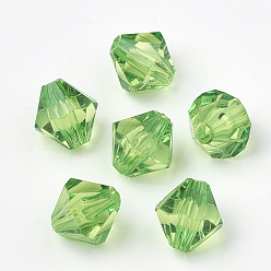 Зеленый лайм Прозрачные акриловые бусины, двухконусные, зеленый лайм, 8x7.5 мм, Отверстие : 2 мм , около 2640 шт / 500 г