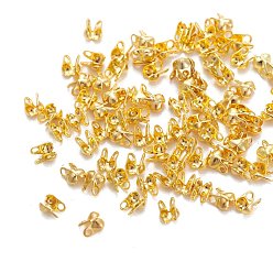 Golden Iron Bead Tips, Calotte Ends, Cadmium Free & Lead Free, Clamshell Knot Cover, Golden, 4x2mm, Hole: 1mm, 1.5mm inner diameter