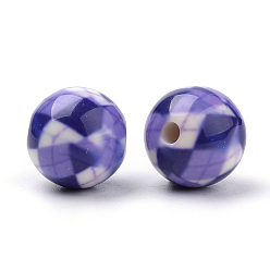 Bleu Ardoise Moyen Perles acryliques imprimés opaques, ronde, bleu ardoise moyen, 10x9.5mm, Trou: 2mm