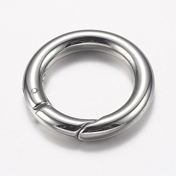 Stainless Steel Color 304 Stainless Steel Spring Gate Rings, O Rings, Ring, Stainless Steel Color, 6 Gauge, 24x4mm, Inner Diameter: 16mm