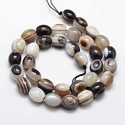 Black Natural Dyed  Stripe Agate Oval Bead Strands, Black, 12x10mm, Hole: 1.5mm, about 34pcs/strand, 15.74 inch