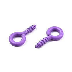 Blue Violet Spray Painted Iron Screw Eye Pin Peg Bails, For Half Drilled Beads, Cadmium Free & Nickel Free & Lead Free, Blue Violet, 10x5x1mm, Hole: 2.5mm, Pin: 1.5mm