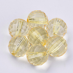 Mixed Color Transparent Acrylic Beads, Faceted, Round, Mixed Color, 8x8mm, Hole: 1.5mm, about 1770pcs/500g