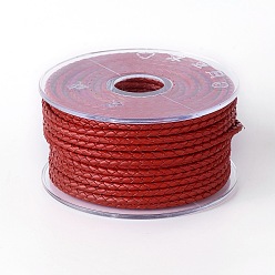 Темно-Красный Оплетенный шнур из натуральной кожи, кожаный шнур ювелирных изделий, ювелирные изделия DIY делает материал, темно-красный, 3 мм, около 10.93 ярдов (10 м) / рулон