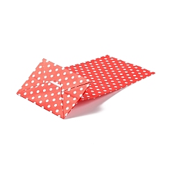 Orange Red Rectangle Kraft Paper Bags, None Handles, Gift Bags, Polka Dot Pattern, Orange Red, 13x8x24cm