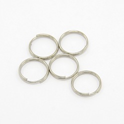 Platinum Iron Split Rings, Double Loops Jump Rings, Cadmium Free & Lead Free, Platinum, 10x1.4mm, about 8.6mm inner diameter, about 4160pcs/Kg